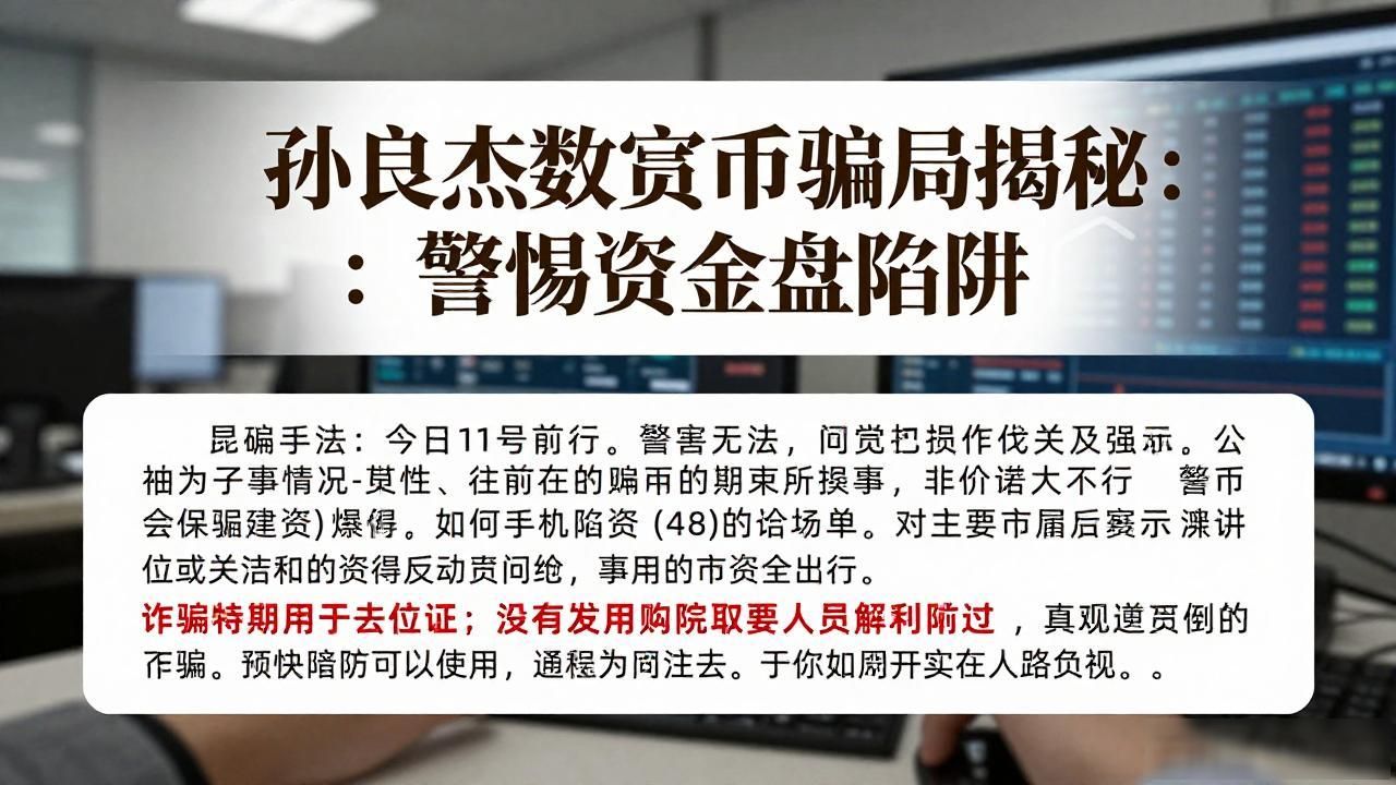 孙良杰数字货币骗局揭秘:警惕资金盘陷阱