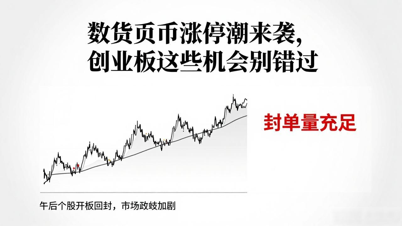 数字货币涨停潮来袭,创业板这些机会别错过